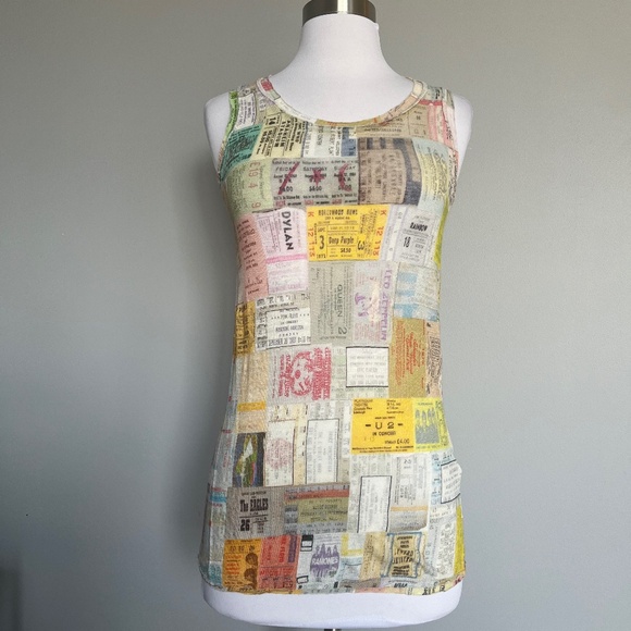 Printed Artwork Blue Label Made In Italy Linen Tickets Posters Tank Top Tee Smal - Picture 2 of 14